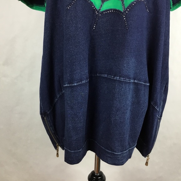 Women Tunic Top Denim Stretch Spider Web Size XXL - Picture 4 of 8